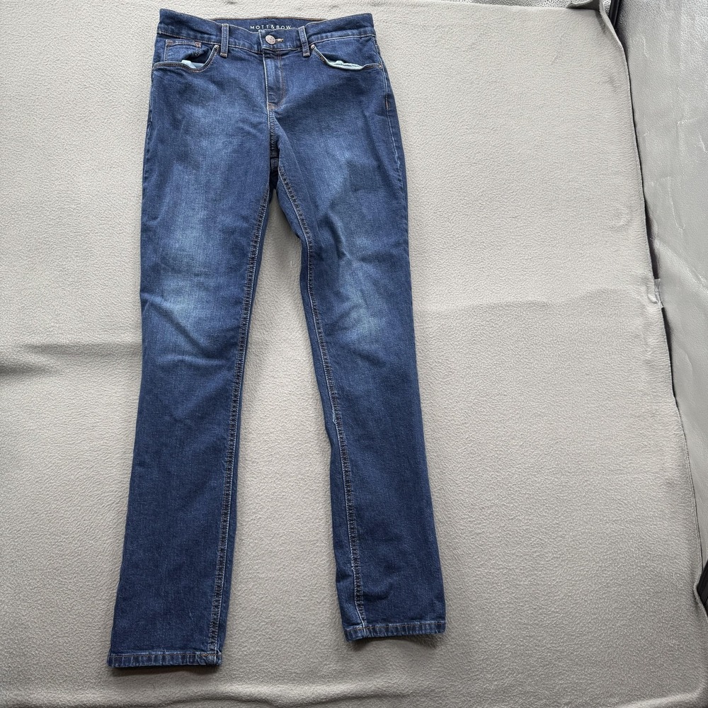 Mott & Bow Boyfriend Jeans Womens 28x32 Blue Mid Rise Relaxed Fit Stretch Denim